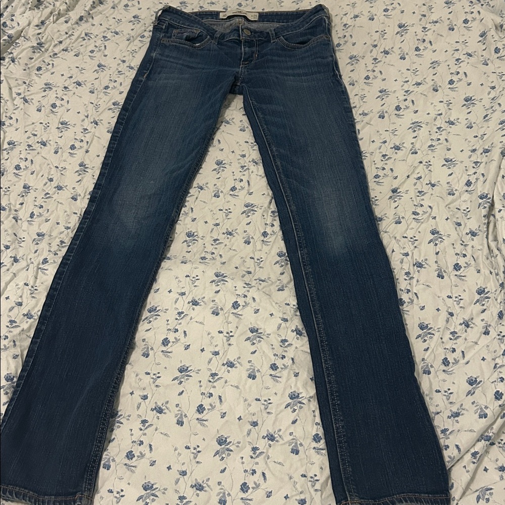 HOLLISTER DARK BLUE SKINNY JEANS LOW RISE BIRD LOGO OG Y2K - Picture 3 of 5